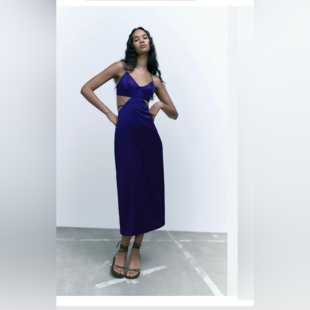 Zara satin cut out dress